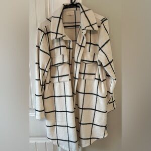 Size Large White and Black Checkered Coat